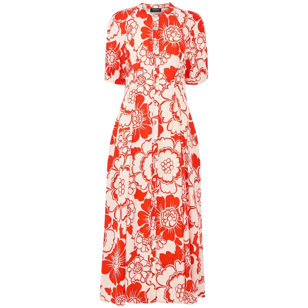 Whistles Red Bloom Floral Midi Dress